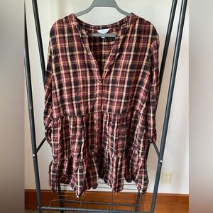 Plaid button up dress